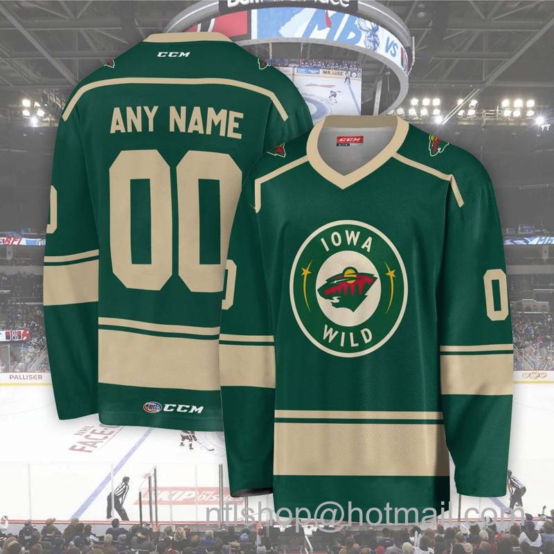 Iowa Wild Custom Green CCM Hockey Stitched Jersey