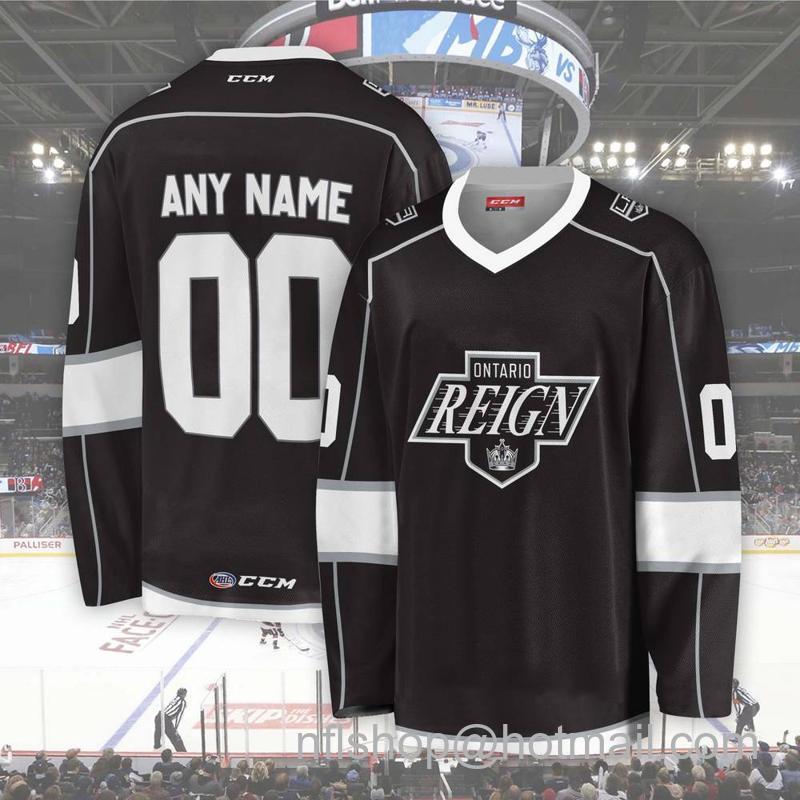 Ontario Reign Custom Black CCM Hockey Stitched Jersey