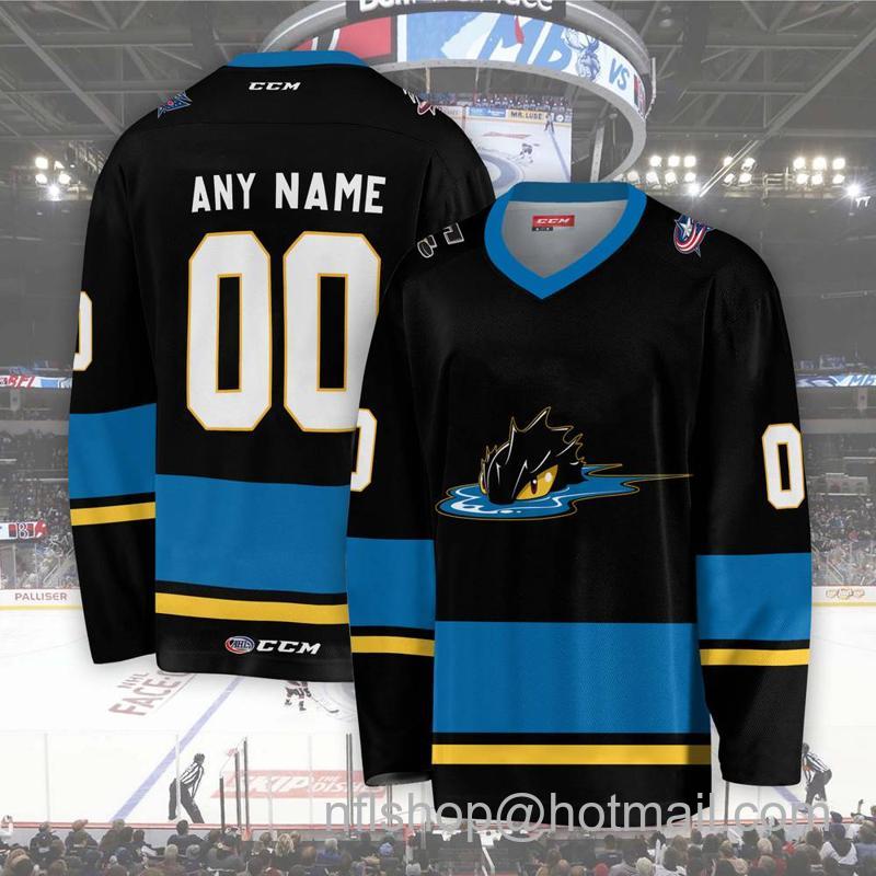 Cleveland Monsters Custom Black CCM Hockey Stitched Jersey