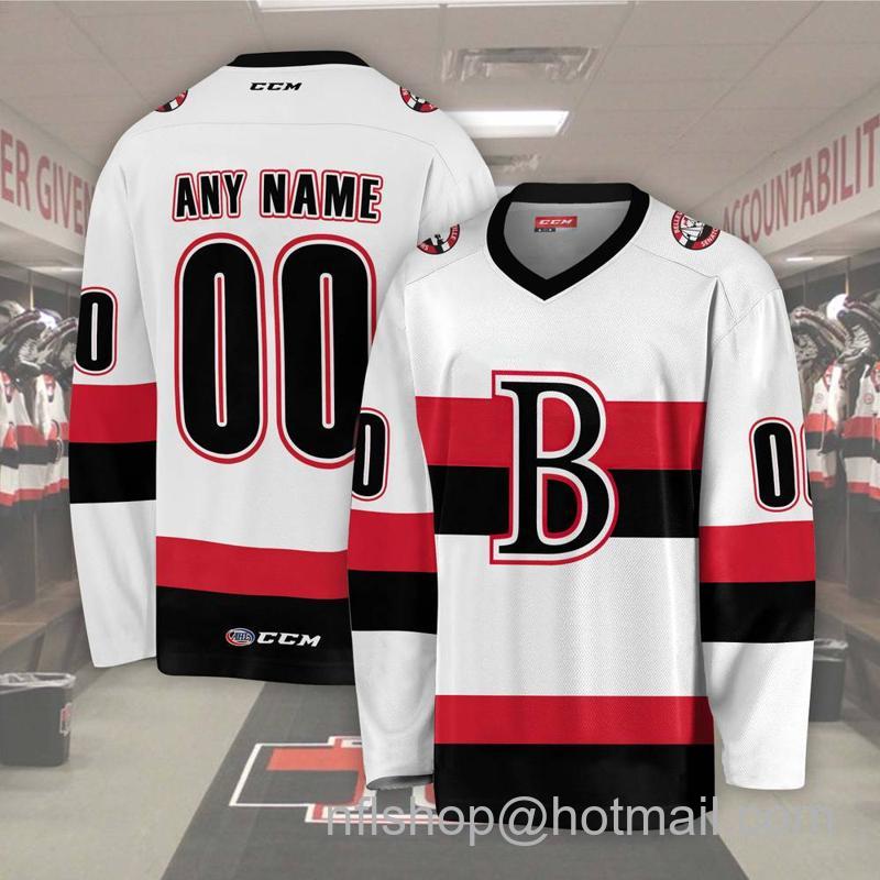 Belleville Senators Custom White CCM Hockey Stitched Jersey