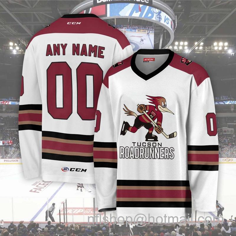 Tucson Roadrunners Custom White CCM Hockey Stitched Jersey