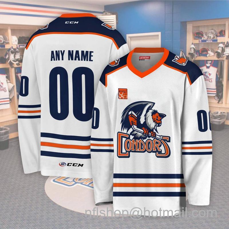 Bakersfield Condors Custom White CCM Hockey Stitched Jersey