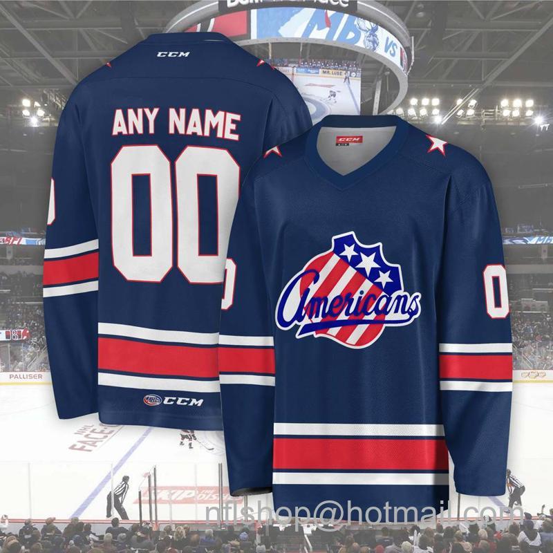 Rochester Americans Custom Blue CCM Hockey Stitched Jersey