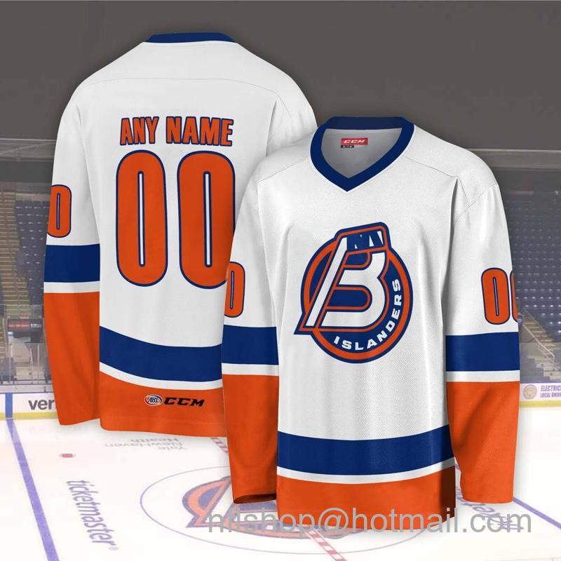 Bridgeport Islanders Custom White CCM Hockey Stitched Jersey