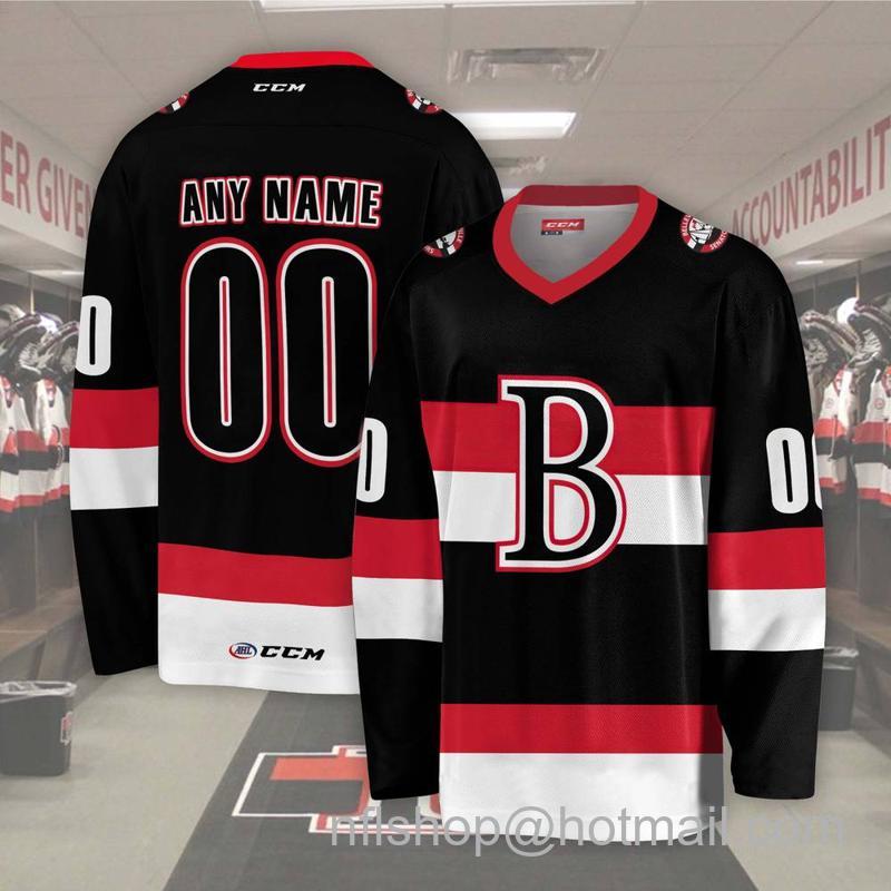 Belleville Senators Custom Black CCM Hockey Stitched Jersey