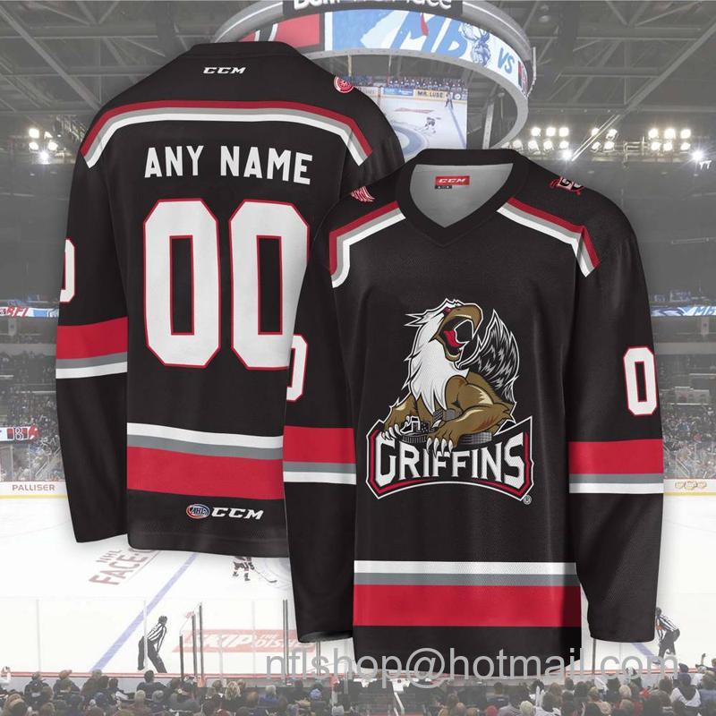 Grand Rapids Griffins Custom Black CCM Hockey Stitched Jersey