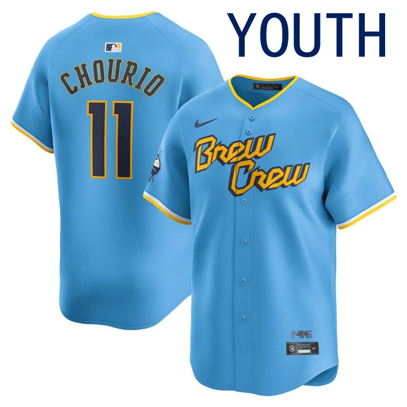 Youth Milwaukee Brewers #11 Jackson Chourio  Light Blue City Connect Nike Limited Stitched Baseball MLB Jersey