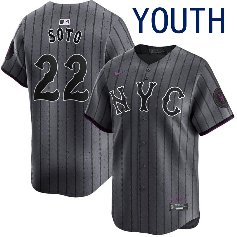 Youth New York Mets #22 Juan Soto Graphite City Connect Nike Limited Stitched Baseball MLB Jersey