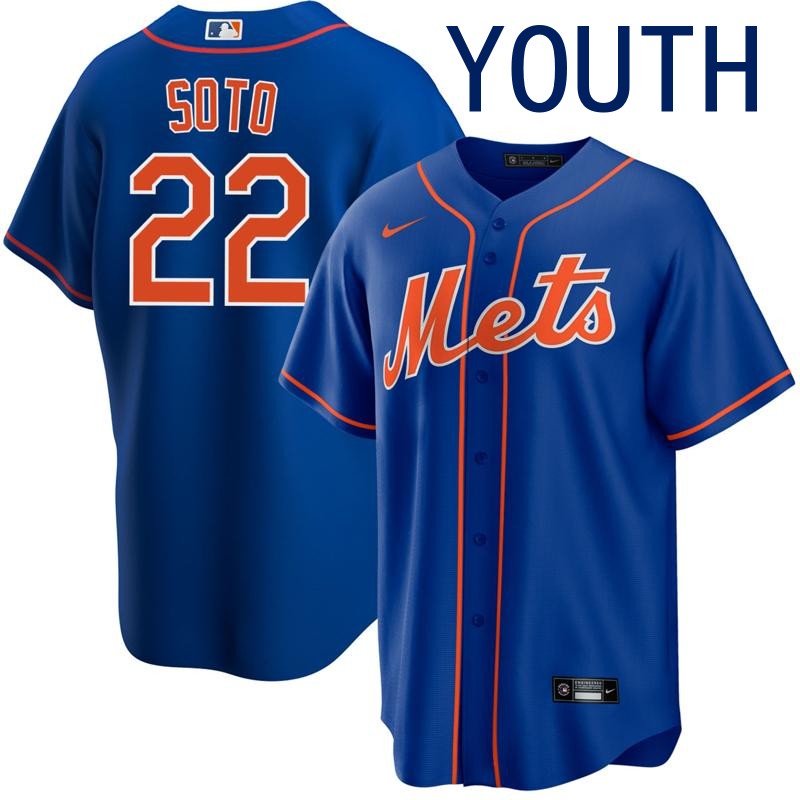 Youth New York Mets #22 Juan Soto Alternate Royal Nike Stitched Baseball MLB Jersey