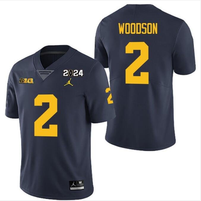 Men's Michigan Wolverines #2 Will Johnson Navy 2024 National Champions Patch Stitched Jersey
