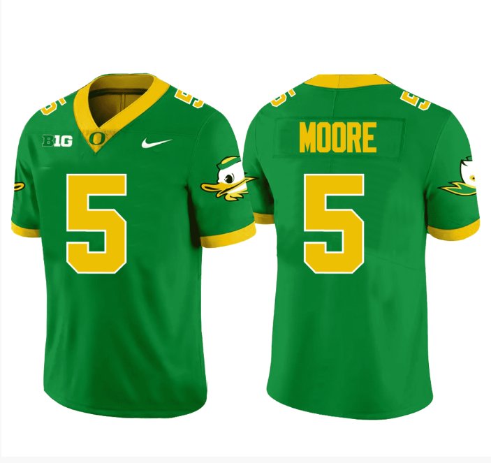 Men's Nike Dante Moore Jersey #5 Oregon Ducks Football Green