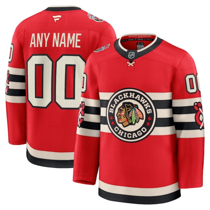Men's Chicago Blackhawks Red 2025 NHL Winter Classic Premium Custom Jersey