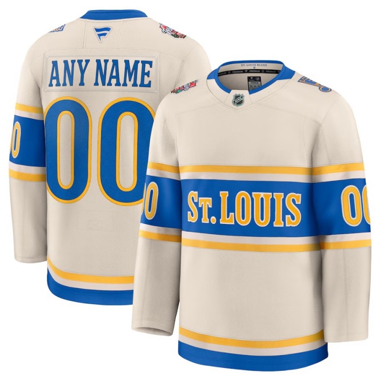 Men's St. Louis Blues Cream 2025 NHL Winter Classic Premium Custom Jersey