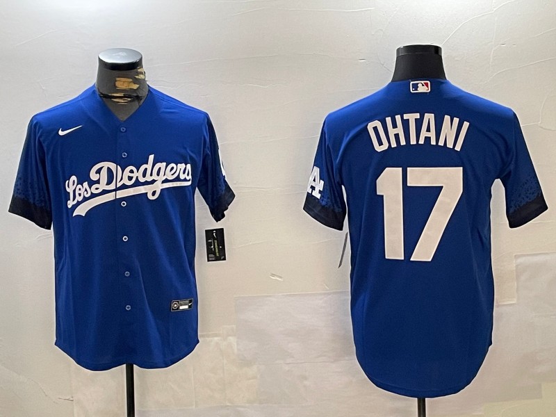 Men's Los Angeles Dodgers #17 Shohei Ohtani Blue City Connect Stitched Jersey