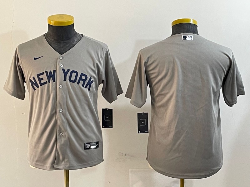 Youth New York Yankees Blank Grey Cool Base Jersey