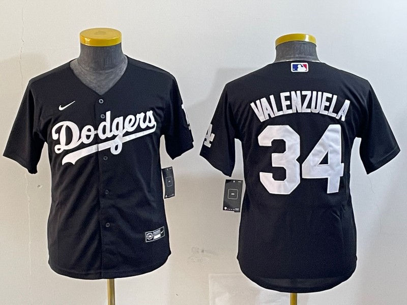 Youth Los Angeles Dodgers #34 Toro Valenzuela Black Limited Stitched Baseball Jersey