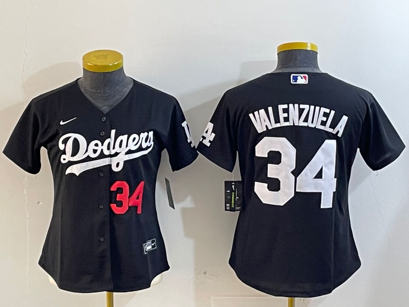 Women's Los Angeles Dodgers #34 Toro Valenzuela Black Limited Stitched Baseball Jersey