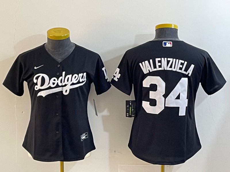 Women's Los Angeles Dodgers #34 Toro Valenzuela Black Limited Stitched Baseball Jerseys