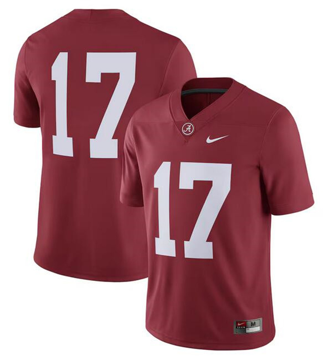Men's Alabama Crimson Tide #17 Jaylen Waddle Red Without Name Stitched Football Jersey