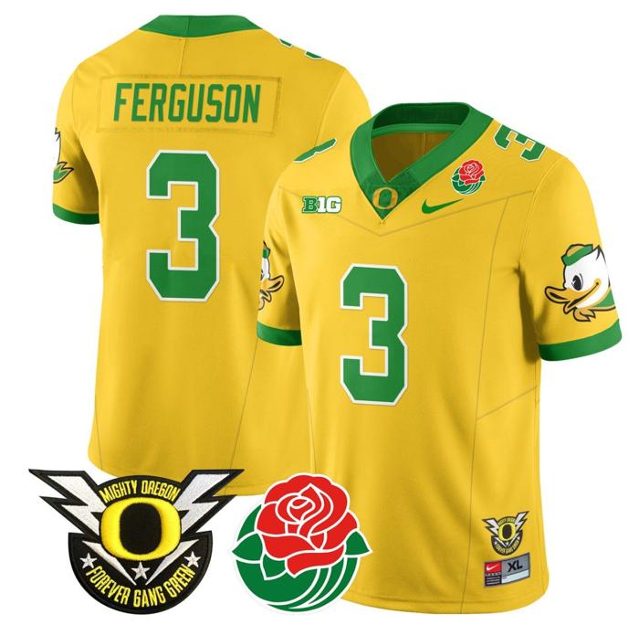 Men's Nike Terrance Ferguson Jersey #3 Oregon Ducks 2024 Rose Bowl Patch N1 Football Yellow