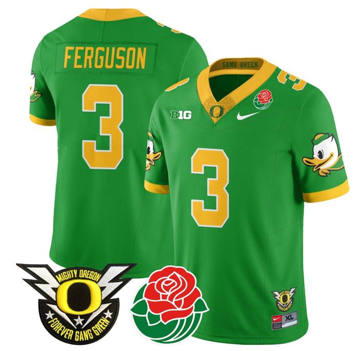 Men's Nike Terrance Ferguson Jersey #3 Oregon Ducks 2024 Rose Bowl Patch N1 Football Green