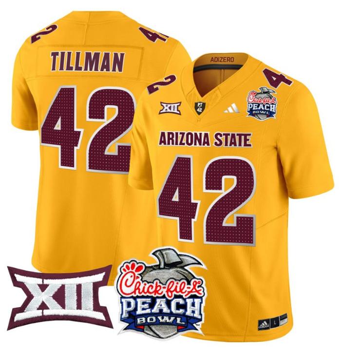 Men's Adidas Pat Tillman Jersey #42 Arizona State Sun Devils 2025 Peach Bowl Gold