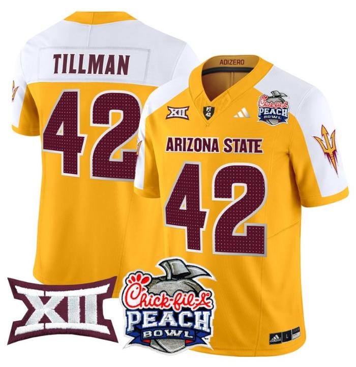 Men's Adidas Pat Tillman Jersey #42 Arizona State Sun Devils 2025 Peach Bowl Gold Alternate