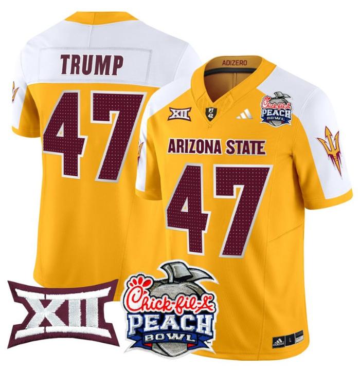 Men's Adidas Donald Trump Jersey #47 Arizona State Sun Devils 2025 Peach Bowl Gold Alternate