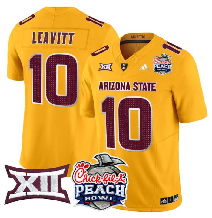 Men's Adidas Sam Leavitt Jersey #10 Arizona State Sun Devils 2025 Peach Bowl Gold