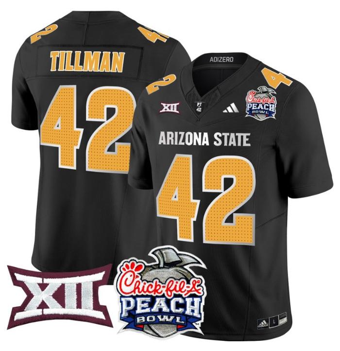 Men's Adidas Pat Tillman Jersey #42 Arizona State Sun Devils 2025 Peach Bowl Black