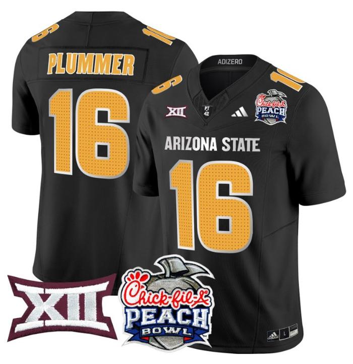 Men's Adidas Jake Plummer Jersey #16 Arizona State Sun Devils 2025 Peach Bowl Black