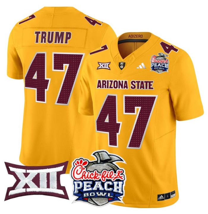 Men's Adidas Donald Trump Jersey #47 Arizona State Sun Devils 2025 Peach Bowl Gold