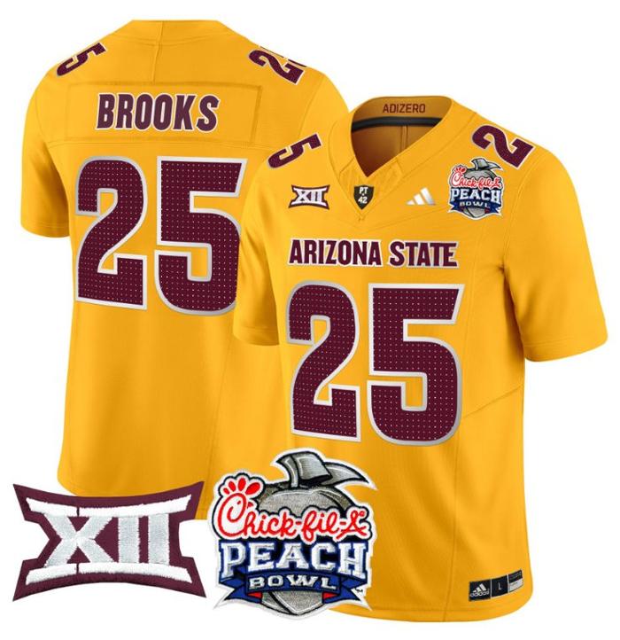 Men's Adidas DeCarlos Brooks Jersey #25 Arizona State Sun Devils 2025 Peach Bowl Gold