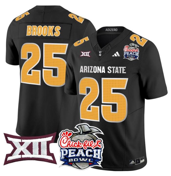 Men's Adidas DeCarlos Brooks Jersey #25 Arizona State Sun Devils 2025 Peach Bowl Black