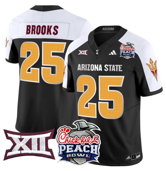 Men's Adidas DeCarlos Brooks Jersey #25 Arizona State Sun Devils 2025 Peach Bowl Black Alternate