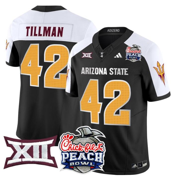 Men's Adidas Pat Tillman Jersey #42 Arizona State Sun Devils 2025 Peach Bowl Black Alternate