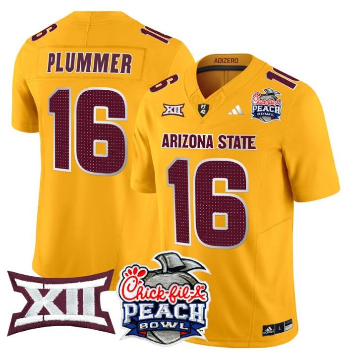 Men's Adidas Jake Plummer Jersey #16 Arizona State Sun Devils 2025 Peach Bowl Gold