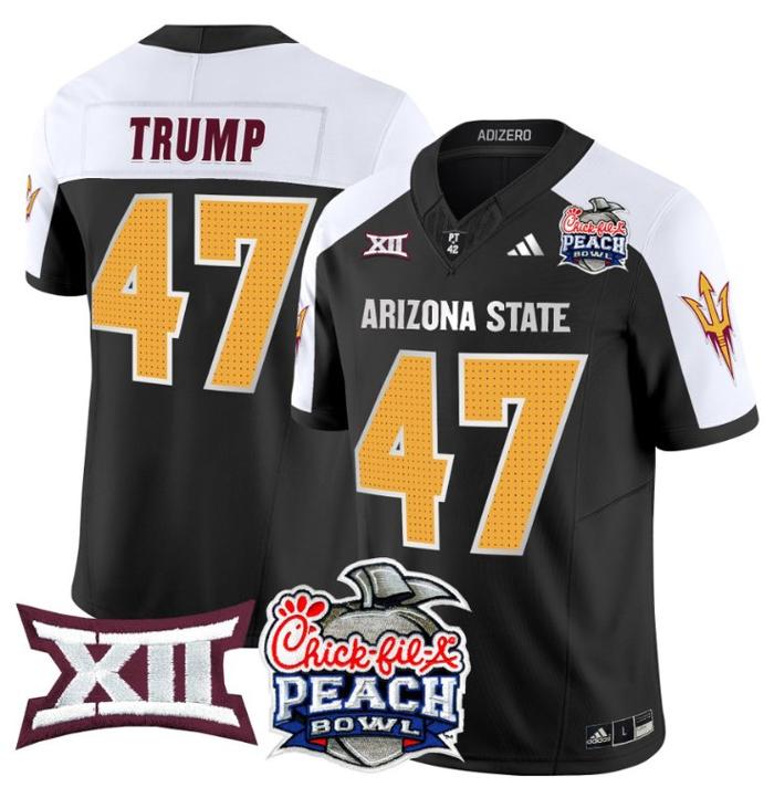 Men's Adidas Donald Trump Jersey #47 Arizona State Sun Devils 2025 Peach Bowl Black Alternate