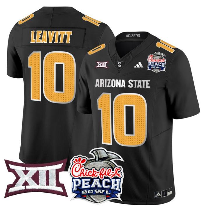 Men's Adidas Sam Leavitt Jersey #10 Arizona State Sun Devils 2025 Peach Bowl Black