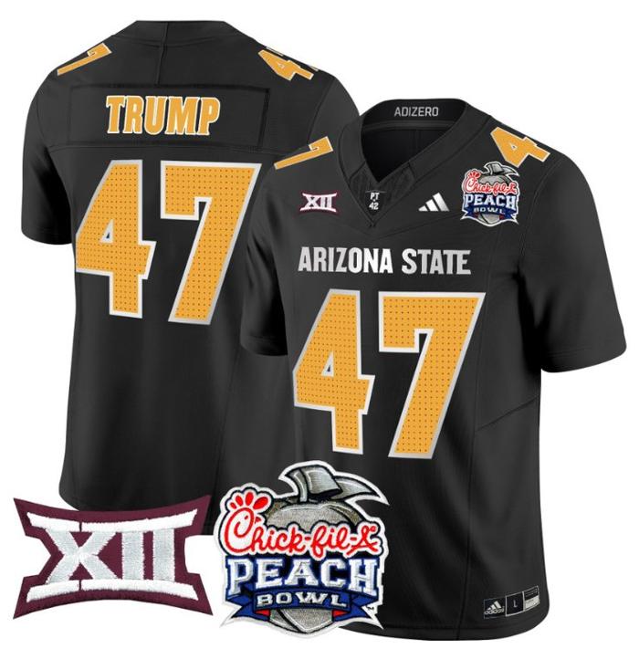 Men's Adidas Donald Trump Jersey #47 Arizona State Sun Devils 2025 Peach Bowl Black