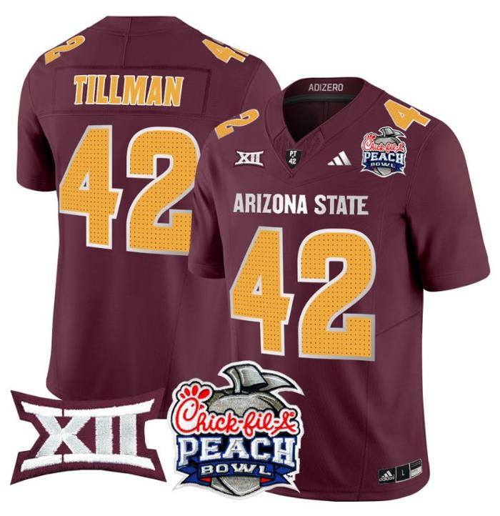 Men's Adidas Pat Tillman Jersey #42 Arizona State Sun Devils 2025 Peach Bowl Maroon