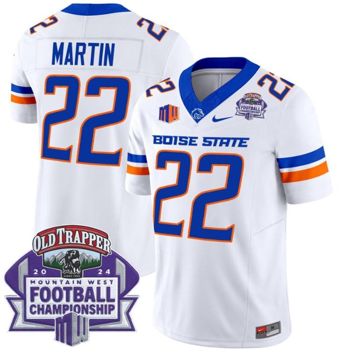 Men's Nike Doug Martin Jersey #22 Boise State Broncos 2024 Championship Vapor White