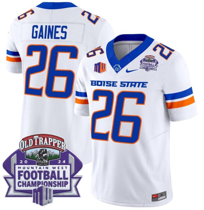 Men's Nike Sire Gaines Jersey #26 Boise State Broncos 2024 Championship Vapor White