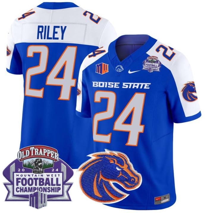 Men's Nike Dylan Riley Jersey #24 Boise State Broncos 2024 Championship Vapor Royal Alternate