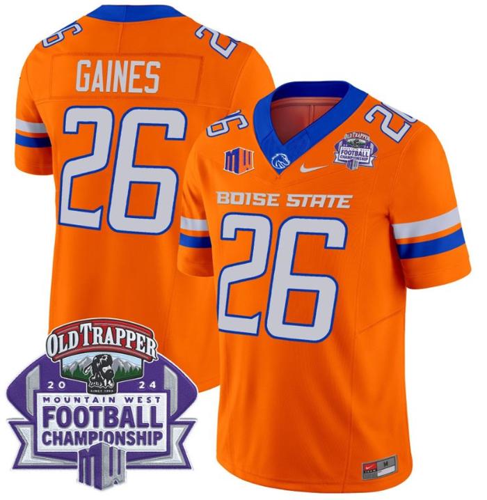 Men's Nike Sire Gaines Jersey #26 Boise State Broncos 2024 Championship Vapor Orange
