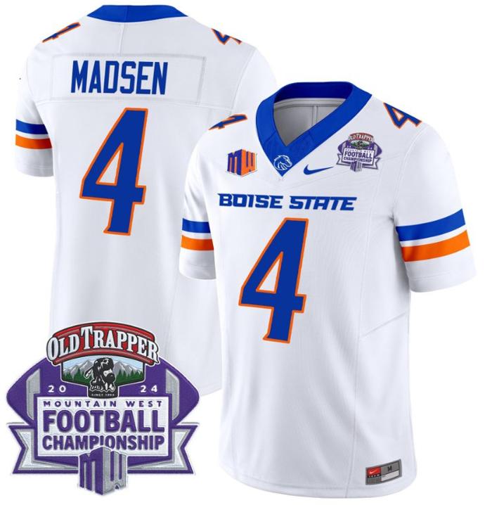 Men's Nike Maddux Madsen Jersey #4 Boise State Broncos 2024 Championship Vapor White