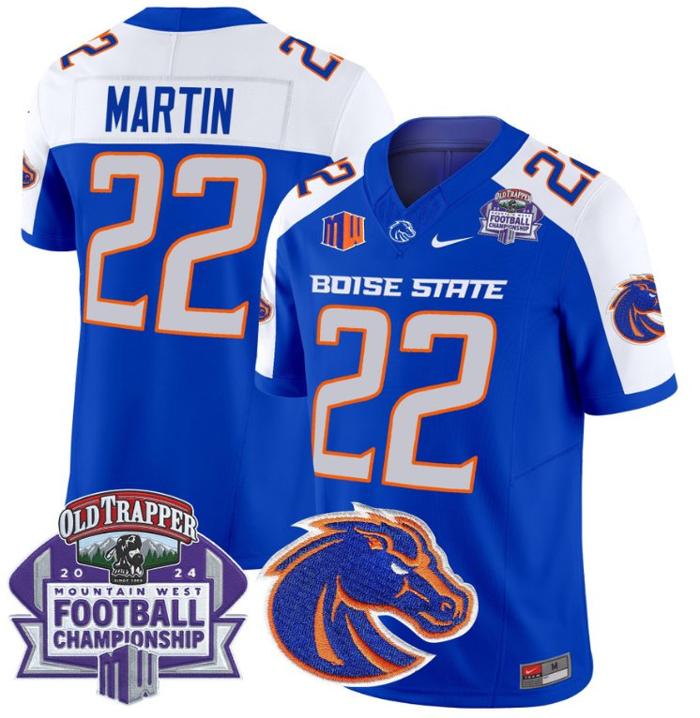 Men's Nike Doug Martin Jersey #22 Boise State Broncos 2024 Championship Vapor Royal Alternate