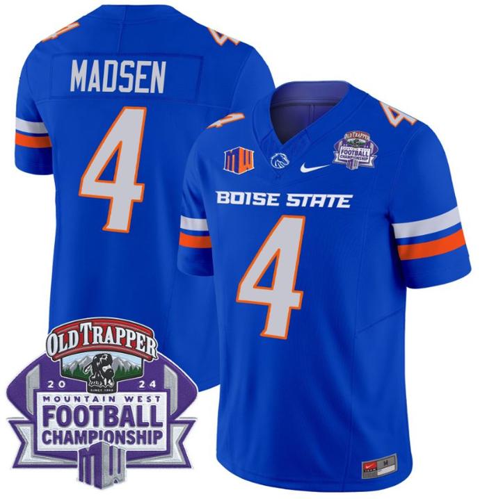 Men's Nike Maddux Madsen Jersey #4 Boise State Broncos 2024 Championship Vapor Royal