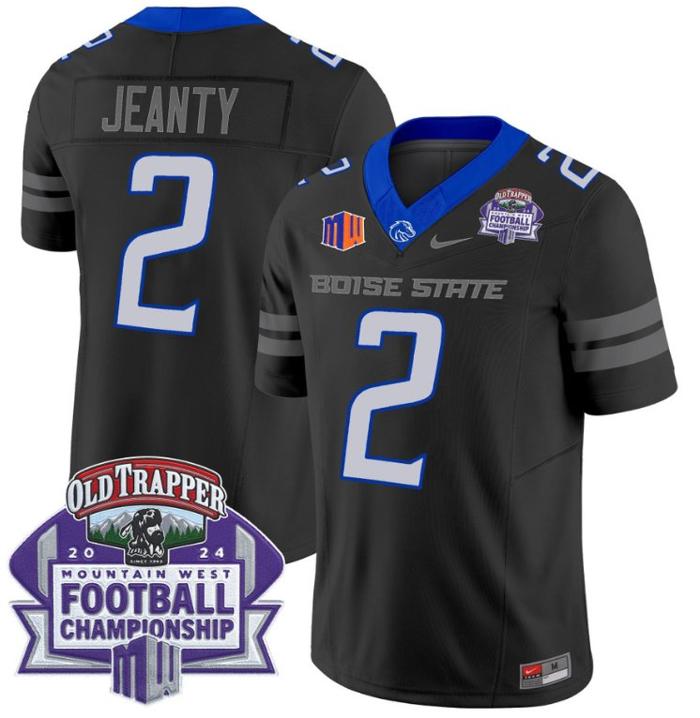 Men's Nike Ashton Jeanty Jersey #2 Boise State Broncos 2024 Championship Vapor Black