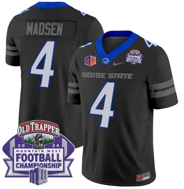 Men's Nike Maddux Madsen Jersey #4 Boise State Broncos 2024 Championship Vapor Black